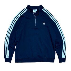 Adidas Retro Embroidered Logo Quarter Zip Long Sleeve Shirt